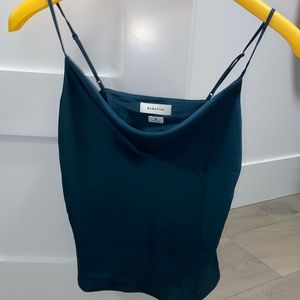 Babaton silk dark teal crop top